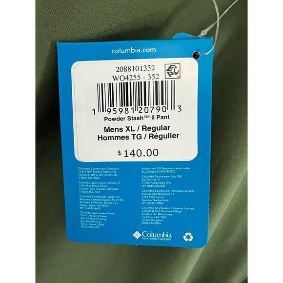 NWT Columbia Powder Stash II Ski Pants, Men, Green, XL, Adjustable, Insulated - Picture 3 of 14